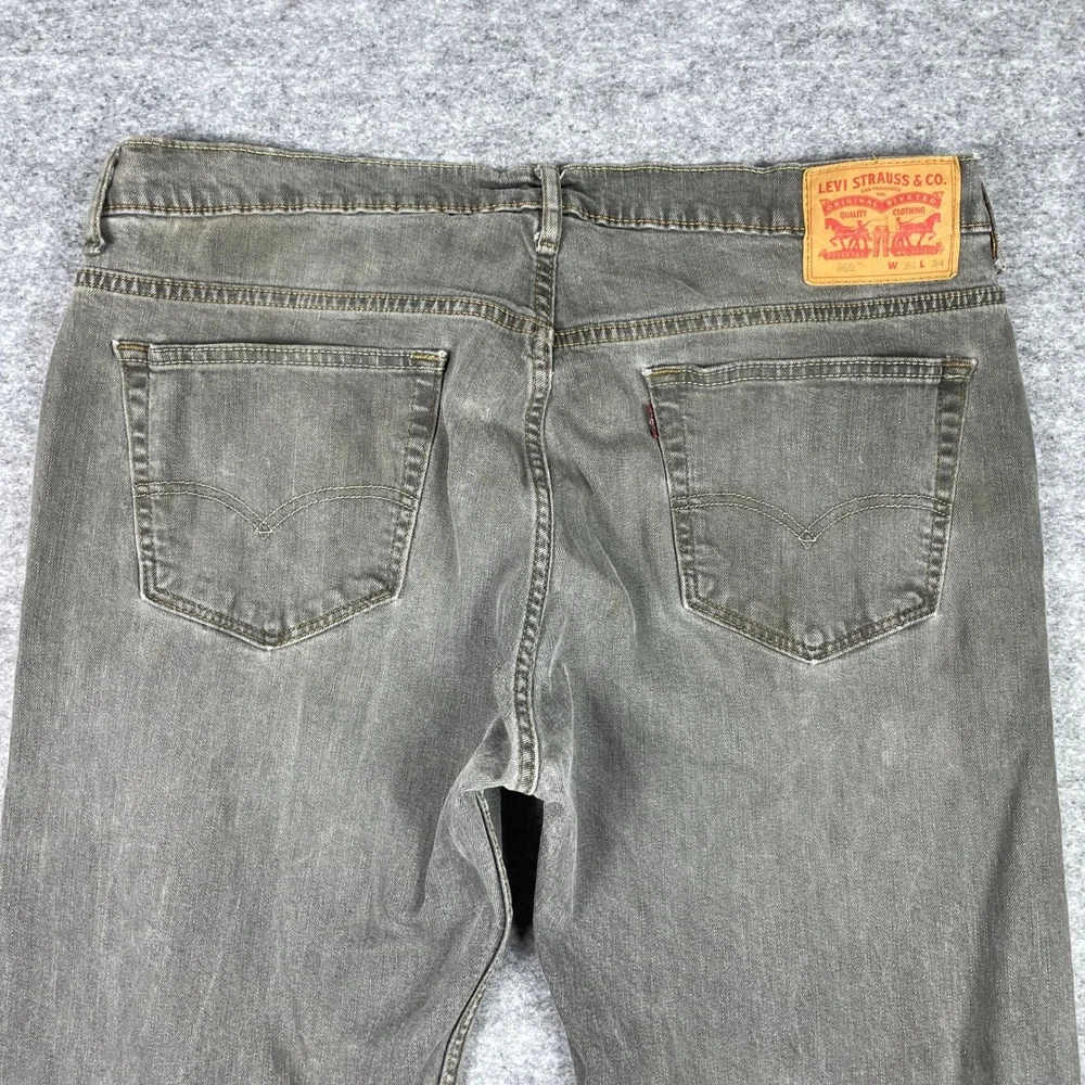 Levis Jeans Mens 36x34 (Fits 36x32) Grey 569 Loose Straight Stretch Denim Pants